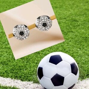 New- Soccer bling stud earrings